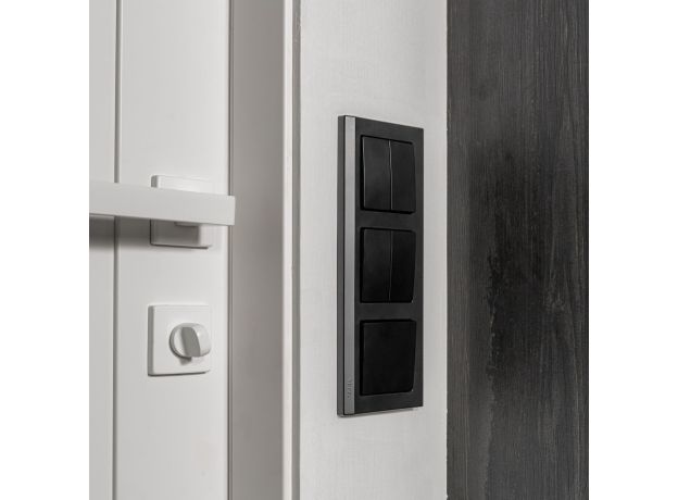 Выключатель двухклавишный проходной (черный матовый) W1122008