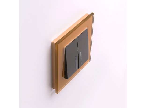 Выключатель двухклавишный с подсветкой (черный матовый) W1120108