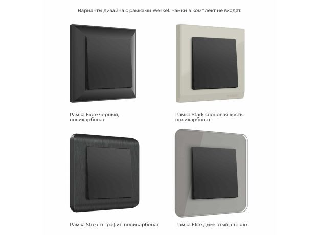 Выключатель одноклавишный проходной черный матовый W1112008