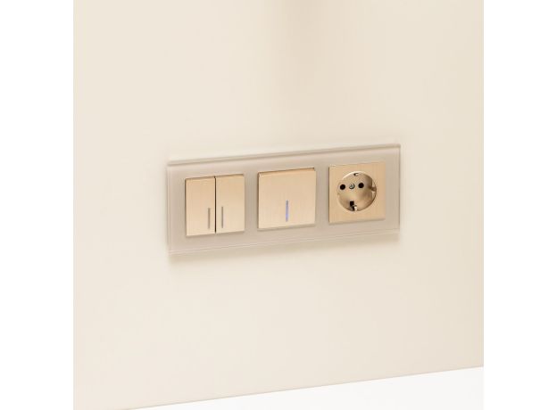 Выключатель одноклавишный проходной с подсветкой (шампань рифленый) W1112110