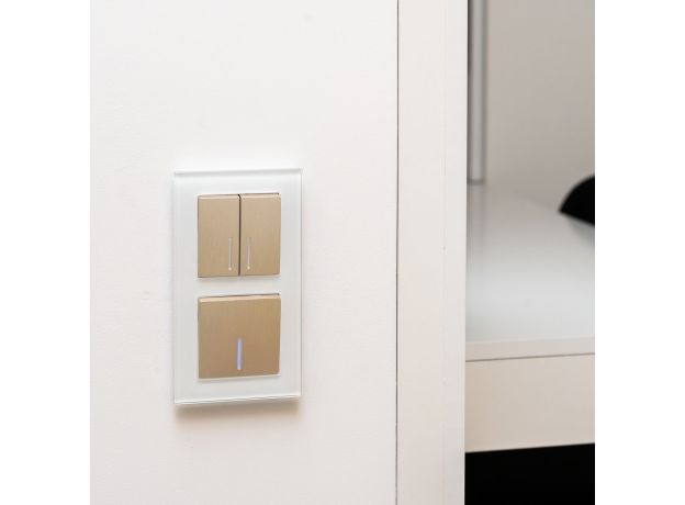 Выключатель одноклавишный проходной с подсветкой (шампань рифленый) W1112110