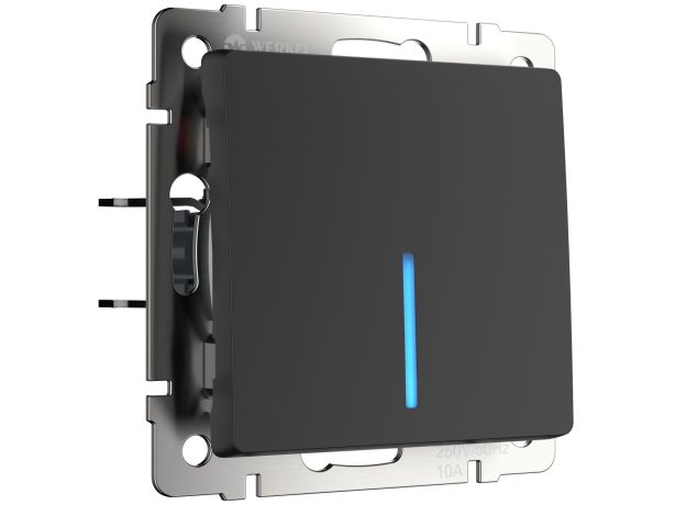 Выключатель одноклавишный  с подсветкой (черный матовый) W1110108