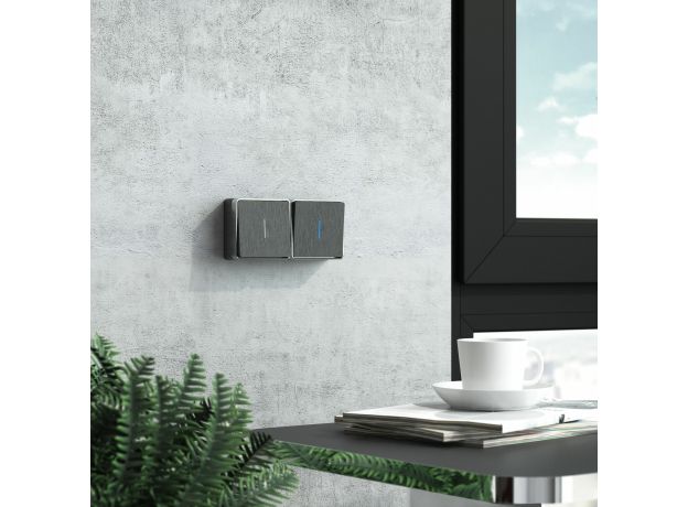 Выключатель одноклавишный с подсветкой Gallant графит рифленый W5010104