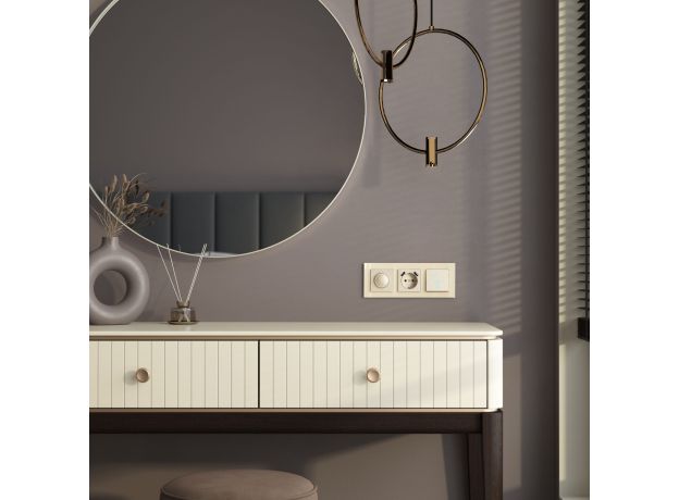 Выключатель одноклавишный с подсветкой (шампань рифленый) W1110110