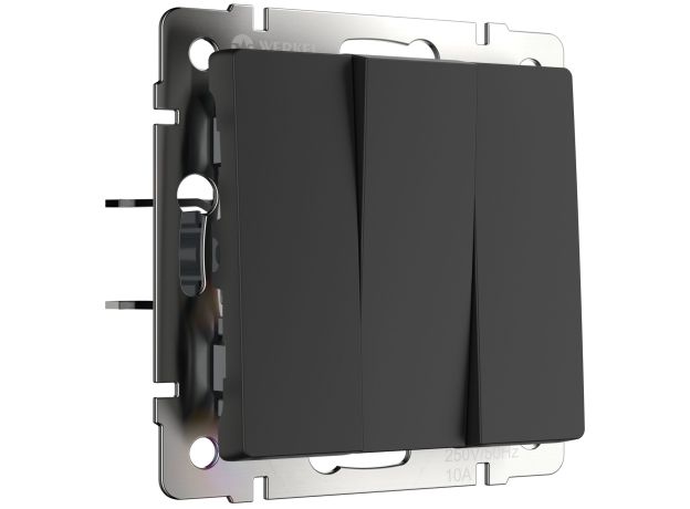 Выключатель трехклавишный (черный матовый) W1130008