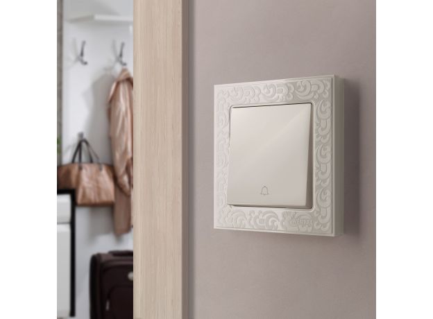 W0012303/ Рамка на 1 пост Flock (слоновая кость) W0012303