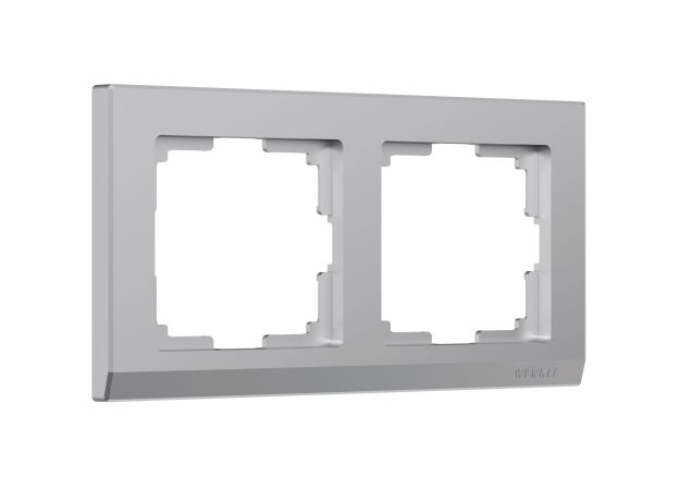 Рамка из пластика на 2 поста Stark серебряный W0021806