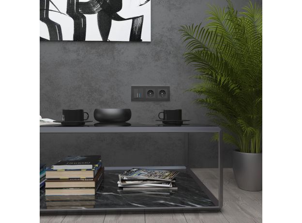 Рамка из металла на 3 поста Аluminium черный алюминий W0031708