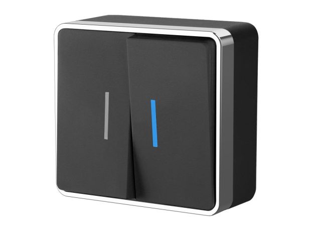 Выключатель двухклавишный с подсветкой Gallant черный/хром W5020135