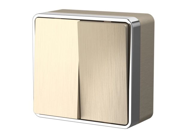 Выключатель двухклавишный Gallant шампань рифленый W5020010