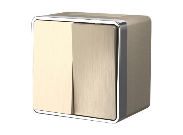 Выключатель двухклавишный влагозащищенный Gallant (шампань рифленый) W5020210