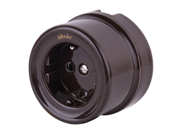 Розетка с заземлением коричневый ретро W5671014