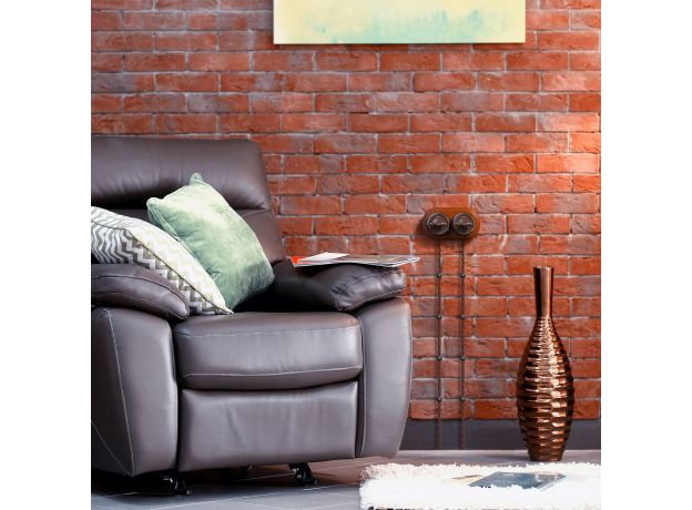 Переключатель/выключатель одноклавишный коричневый ретро W5612014