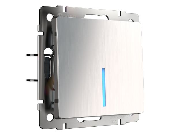 Выключатель одноклавишный проходной с подсветкой глянцевый никель W1112102