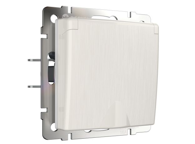 Розетка влагозащ. с зазем. с защит. крышкой и шторками перламутровый рифленый W1171213