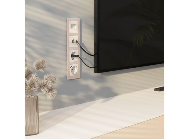 Накладка для двойной розетки Еthernet RJ-45 (перламутровый рифленый) W1191113