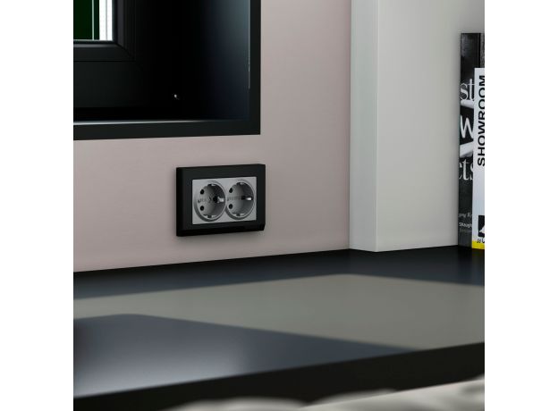 Рамка из поликарбоната для двойной розетки Stark черный W0081808