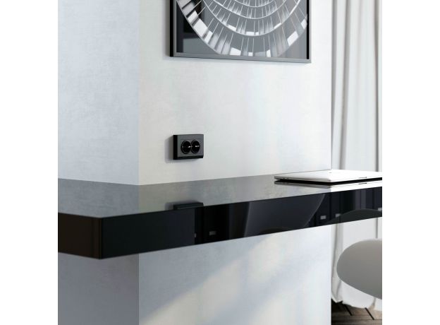 Рамка из поликарбоната для двойной розетки Stark черный W0081808