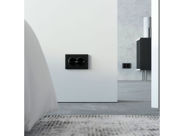 Рамка из поликарбоната для двойной розетки Stark черный W0081808