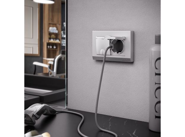 Рамка из пластика для двойной розетки Stark серебряный W0081806