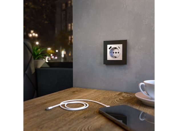 Рамка из металла на 1 пост Аluminium черный алюминий W0011708