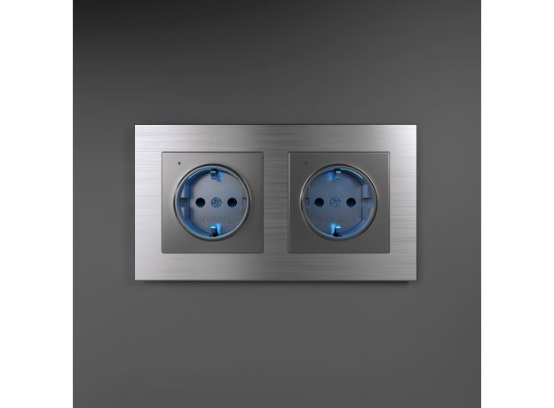 Рамка из металла на 2 поста Аluminium алюминий W0021706