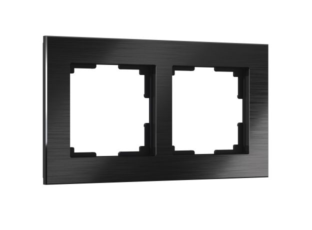 Рамка из металла на 2 поста Аluminium черный алюминий W0021708