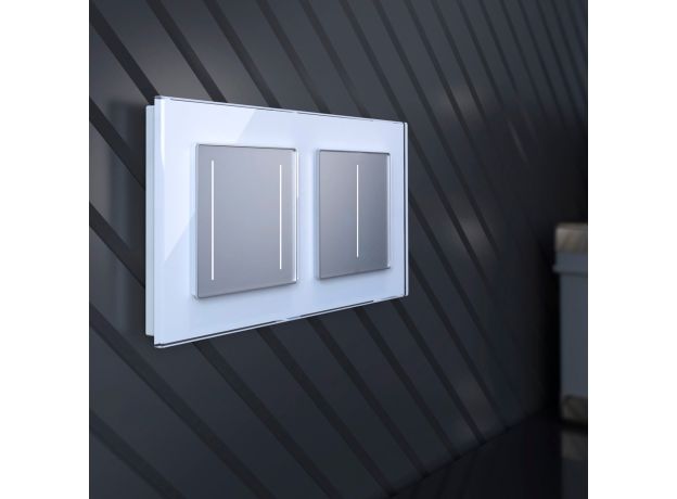 Рамка из стекла на 2 поста Favorit белый W0021101