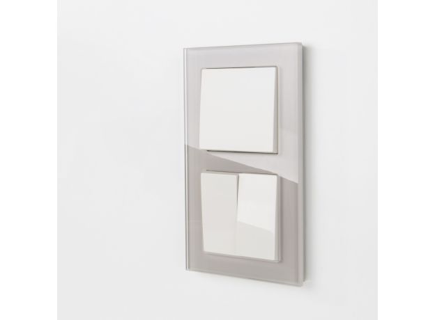 Рамка из стекла на 2 поста Favorit дымчатый W0021117