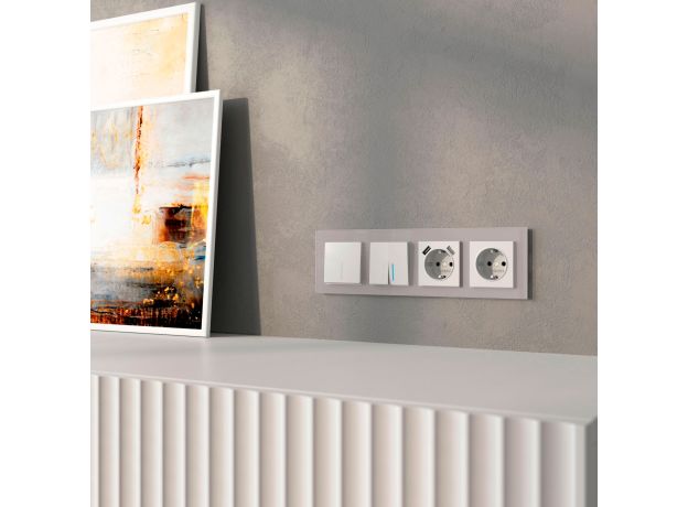 Рамка из стекла на 4 поста Favorit дымчатый W0041117