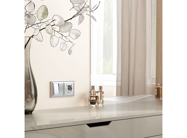 Рамка из поликарбоната на 2 поста Fiore серебряный W0022206