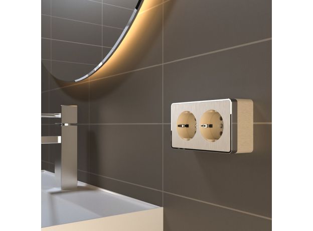 Розетка двойная с заземлением Gallant шампань рифленый W5072110