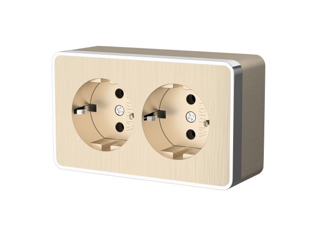 Розетка двойная с заземлением Gallant шампань рифленый W5072110