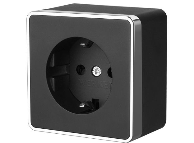 Розетка с заземлением Gallant черный/хром W5071035