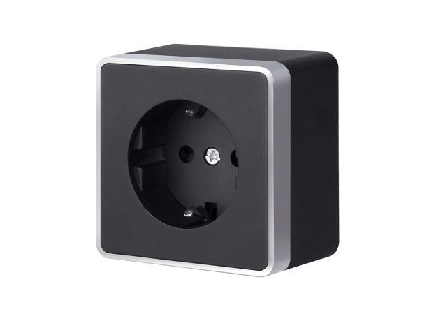 Розетка с заземлением Gallant черный с серебром W5071034 W5071034