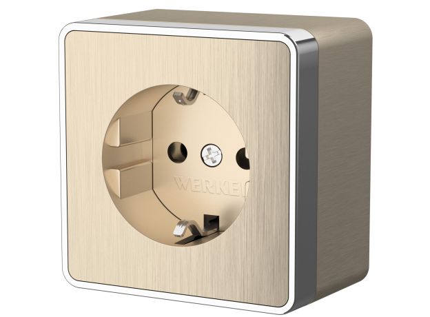 Розетка с заземлением Gallant шампань рифленый W5071010