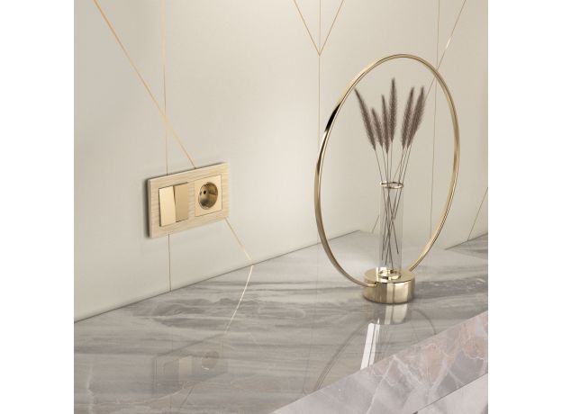 Розетка с заземлением и шторками (шампань) W1171111