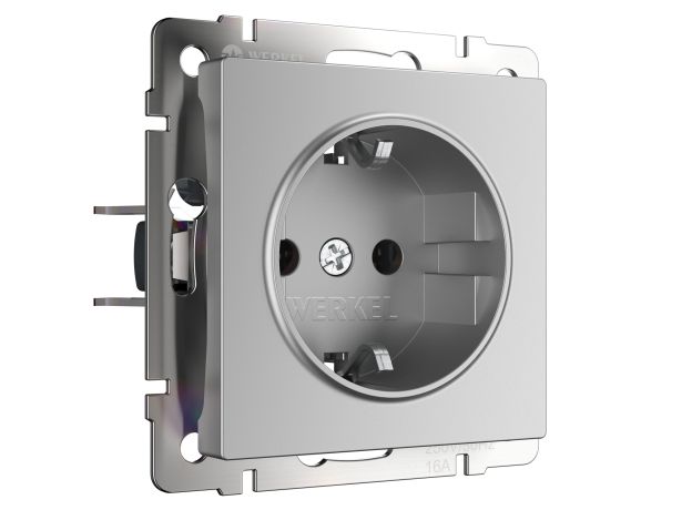 Розетка с заземлением (серебряный) W1171006