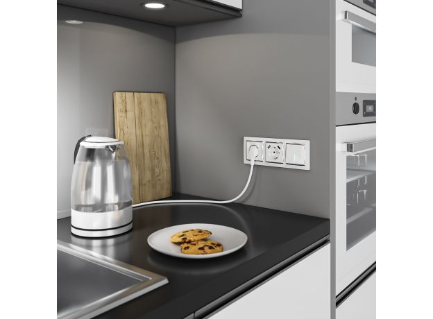 Розетка с заземлением, шторками и USBх2 (белая) W1171501