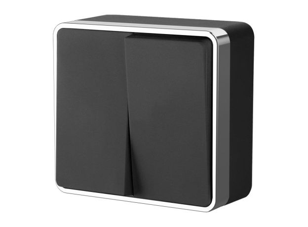 Выключатель двухклавишный Gallant черный/хром W5020035