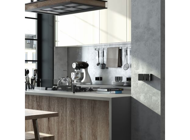 Выключатель двухклавишный Gallant черный/хром W5020035