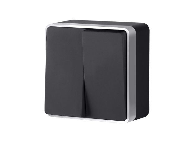 Выключатель двухклавишный Gallant черный с серебром W5020034 W5020034