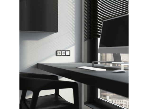 Выключатель двухклавишный проходной с подсветкой (белый) W1122101