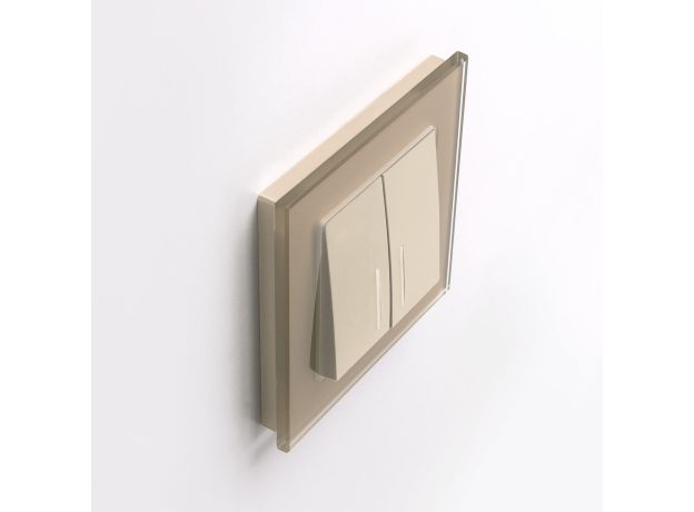 Выключатель  двухклавишный проходной с подсветкой (шампань) W1122111