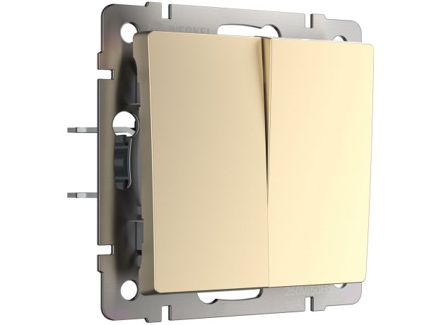 Выключатель двухклавишный проходной (шампань) W1122011