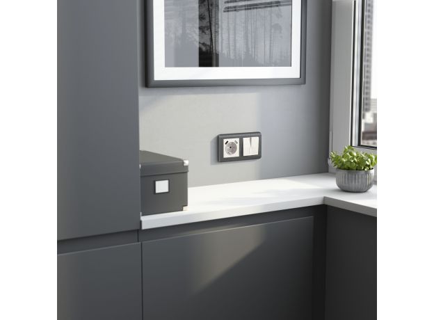 Выключатель двухклавишный с подсветкой (перламутровый рифленый) W1120113