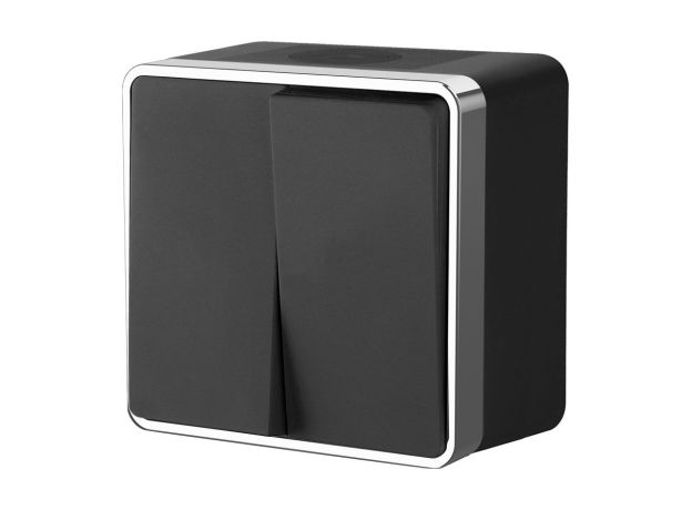 Выключатель двухклавишный влагозащищенный Gallant черный/хром W5020235