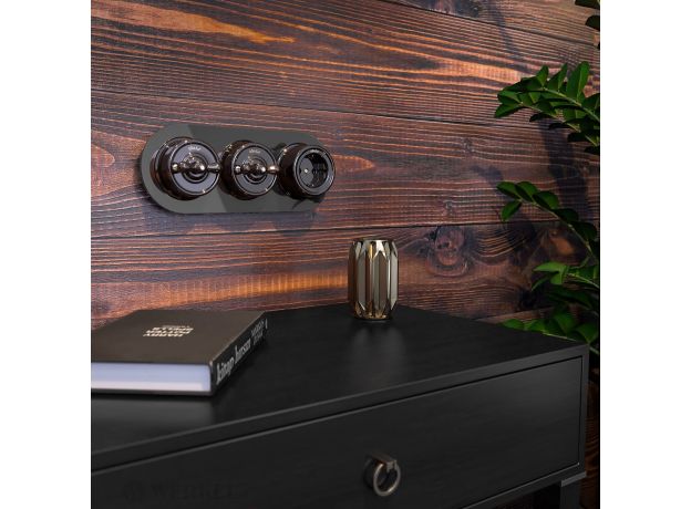 Выключатель на 4 положения двухклавишный коричневый ретро W5620014