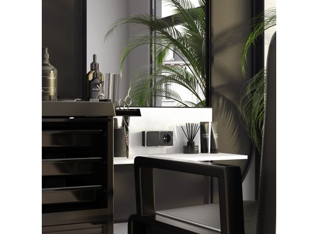 Выключатель одноклавишный проходной Gallant черный/хром W5012035