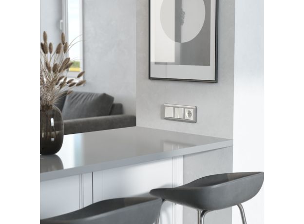 Выключатель одноклавишный проходной (перламутровый рифленый) W1112013